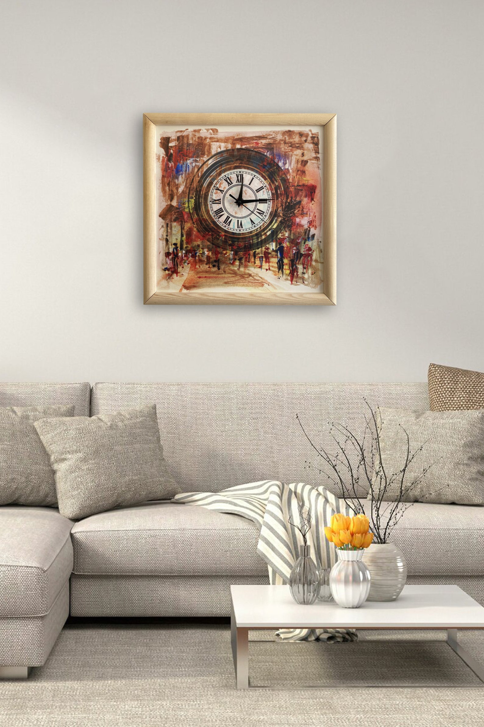 Time Painting Clock Wall Clock Home Decor Home Design Etsy