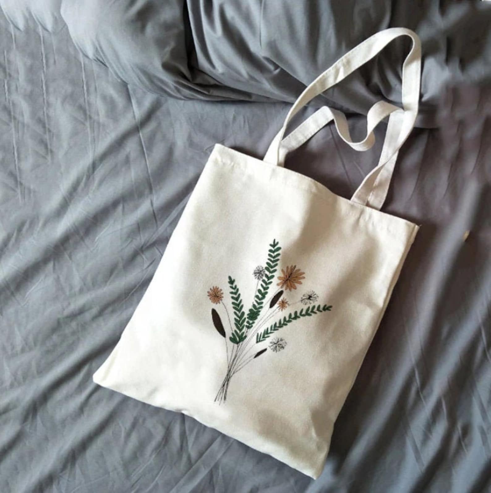 Wild flowers tote bag/Flowers Cotton Tote Etsy