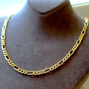 14K Gold Figaro Chain 5mm, Christmas Gift, Gold Figaro Necklace, cadena de oro para hombre 18k cadenas de oro para mujer,