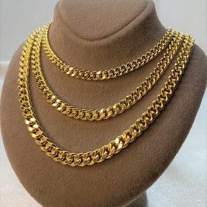 14K Solid Gold Cuban Miami Link Chain necklace,4mm, 5mm, Gold CURB LINK chain for men necklace, men/women 14kt chain gold, Christmas Gift