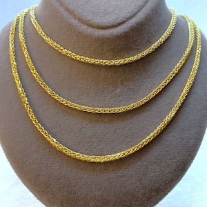 18K Solid Gold foxtail chain, 2mm franco necklace women, foxtail necklace for men, cadena de oro para hombre 18k cadenas de oro para mujer