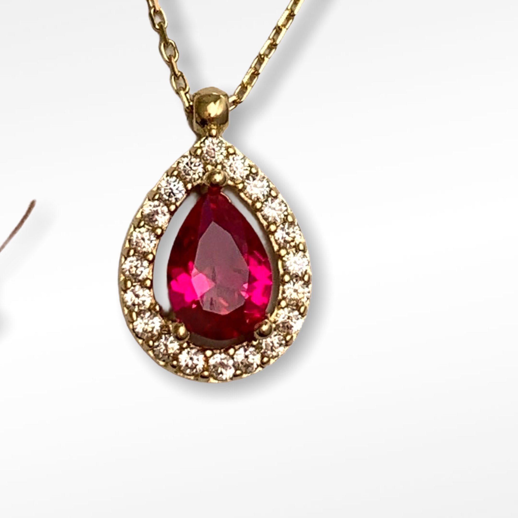 14k Solid Gold Necklace Teardrop Pendant Etsy UK