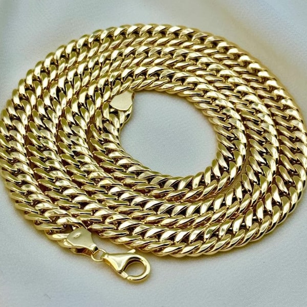 18K Solid Gold Cuban Link Chain, 8mm, Necklace for Men Gold miami curb Chain women, cadena de oro para hombre 18k cadenas de oro para mujer