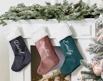 Christmas stocking personalised * Dusty pink stocking * Fireplace hanging stocking * Stocking with name * Pink Grey Green Blue stocking