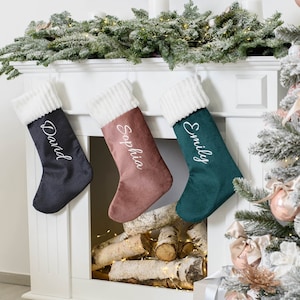 Christmas stocking personalised * Dusty pink stocking * Fireplace hanging stocking * Stocking with name * Pink Grey Green Blue stocking