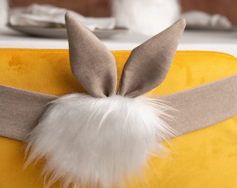 Easter Bunny Chair Decoration: Furry Table Decor, Reusable Basket