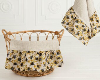 Tea towel with ruffles, Elegant bee dish towel