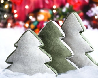 Christmas Tree Pillow: Green Xmas Sofa Decoration, Woodland Nursery Decor