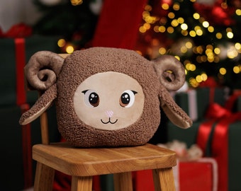 Sheep shaped pillow for kids, Personalized lamb cushion