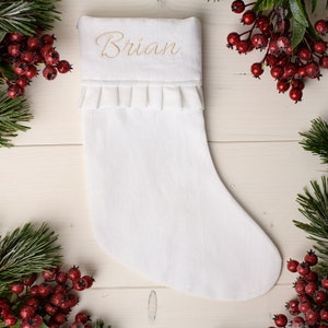 Personalisierte weißer Leinen Weihnachtsstrumpf