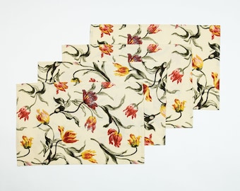 Floral Tulip Placemat Set: Cotton Table Decor