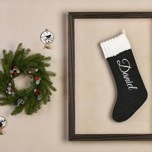 Personalized black Christmas stocking