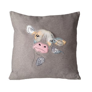 Regalo de cumpleaños para el amante de la vaca, cubierta de almohada de vaca linda, cubierta de almohada de lanzamiento de apliques para el ventilador de vaca, decoración de cojín temática de país