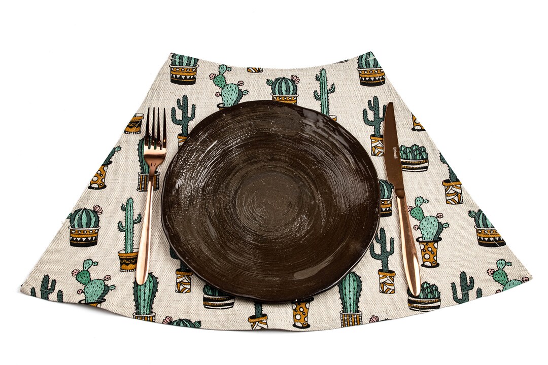 Wedge Double Layered Placemats, Cactus Placemats for Round Table
