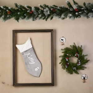 Medias navideñas para gatos, Medias personalizadas para gatos, Medias navideñas para mascotas, Medias de terciopelo con forma de hueso, Medias con forma de pata, Medias con forma de pez