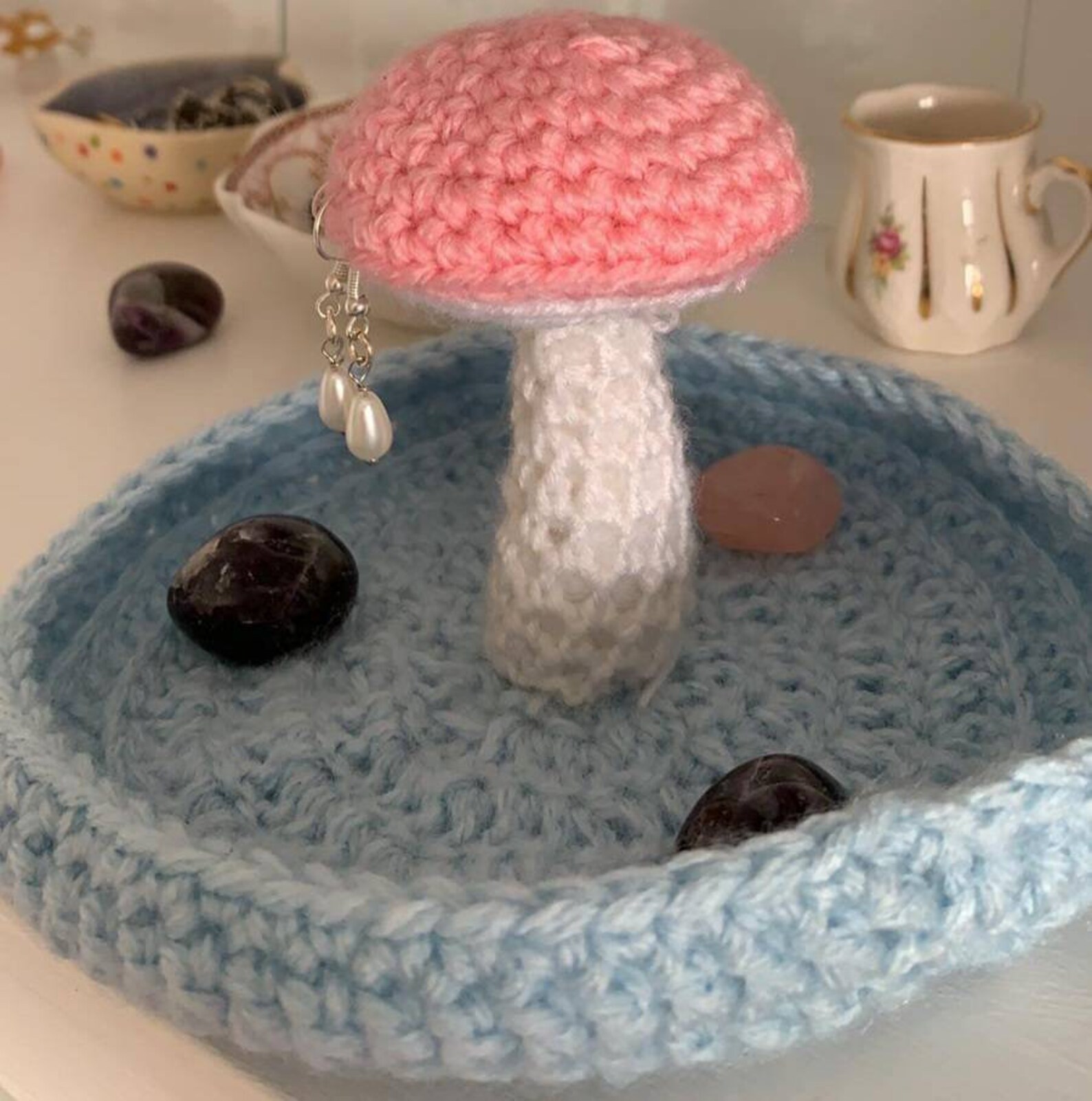 Crochet mushroom jewelry holder accessory Etsy