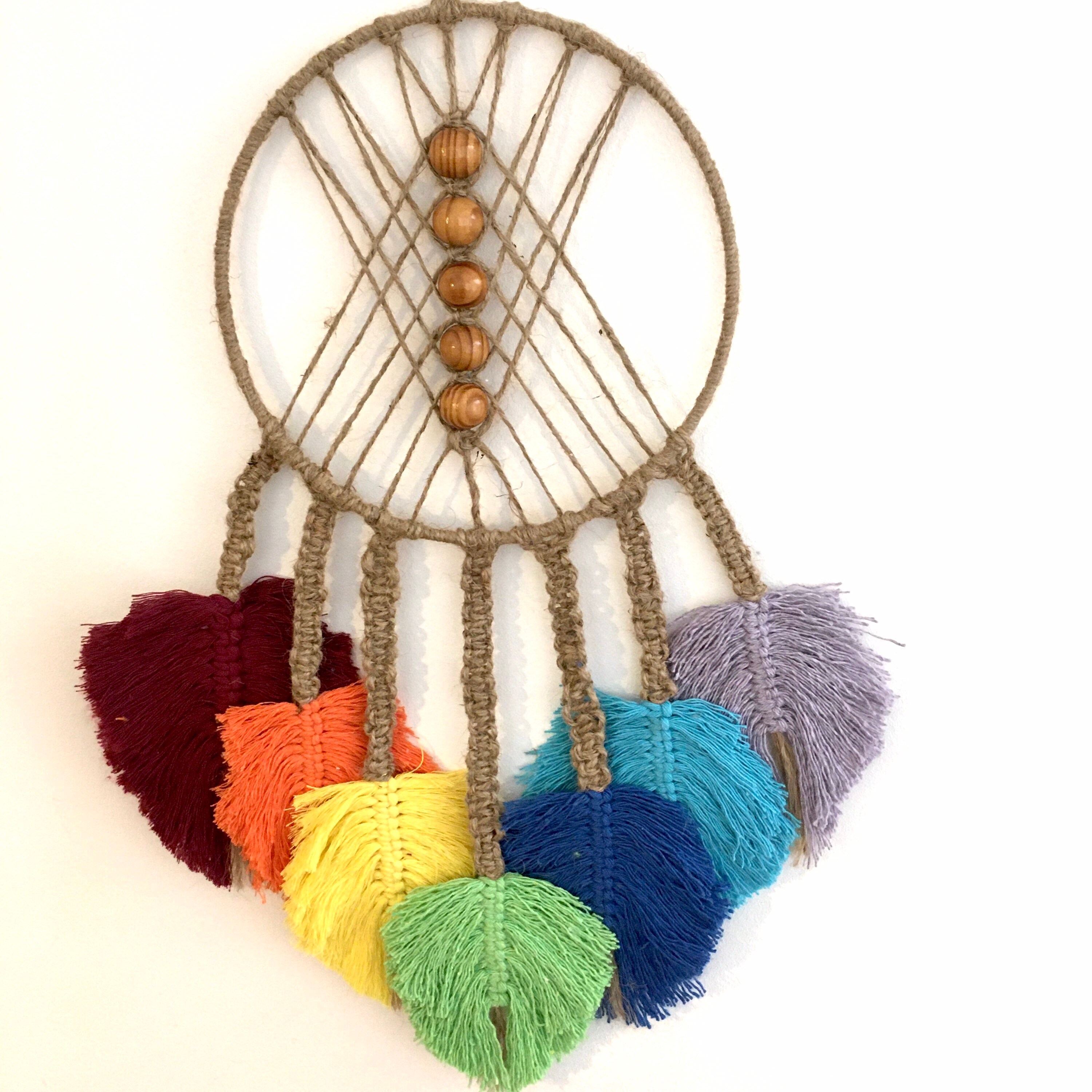 Macrame Dream catcher with rainbow recycled cotton cord Etsy
