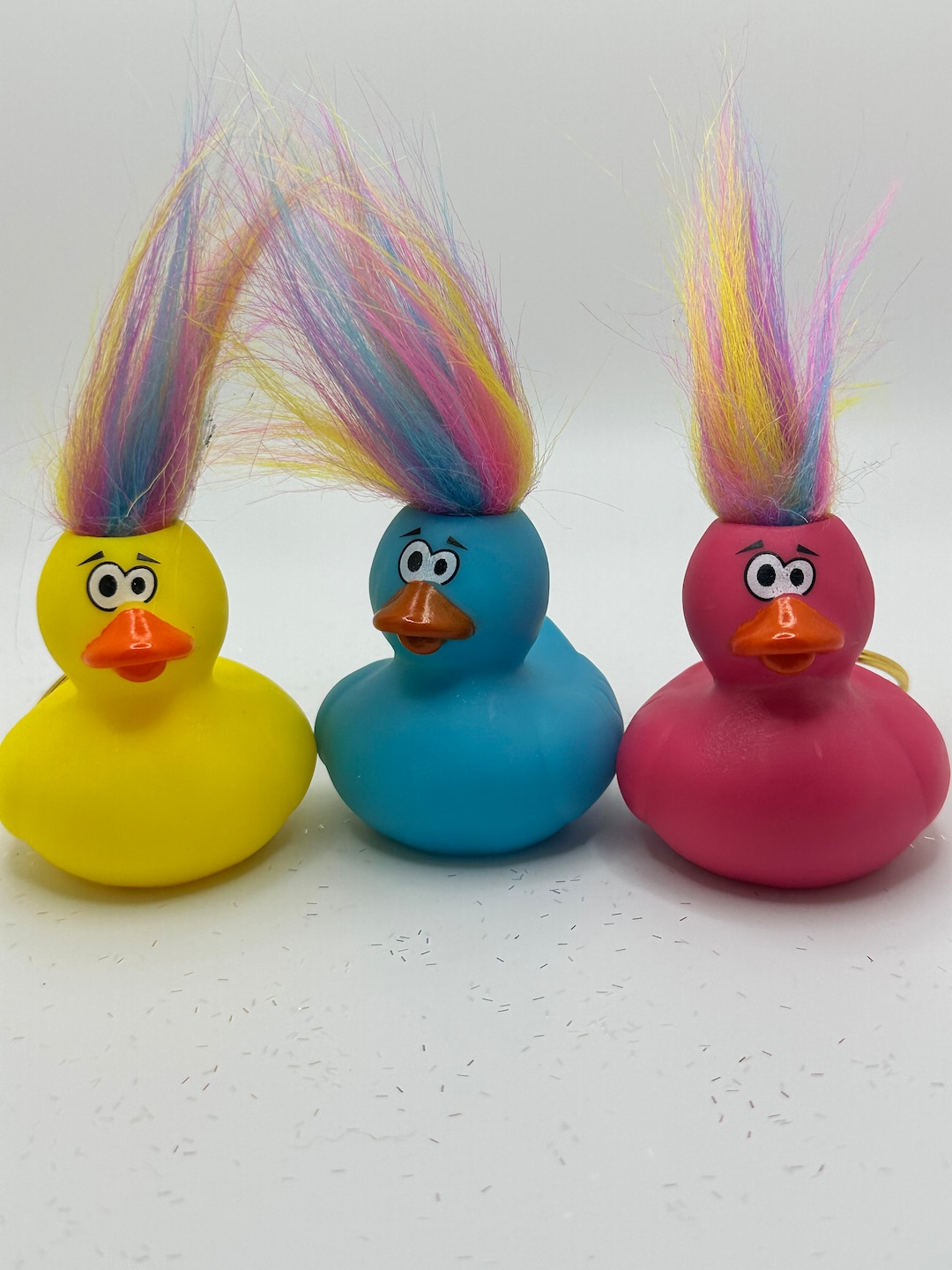Crazy Hair Troll Rubber Duck Keychains! Colorful and Fun! - Etsy