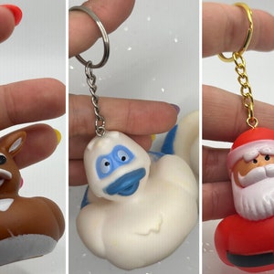Rudolph + Abdominal Snowman + Santa Rubber Duck Keychains! Happy Holidays! Classic Movie!