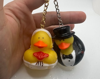 Bride / Groom Rubber Duck Keychains! Wedding Time! Love!