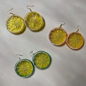 Fruit Slice Earrings! Lemon, Lime AND Orange Slices! Available in gold & silver hardware!