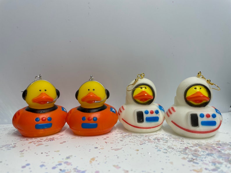Lil Astronaut Rubber Ducky Earrings!