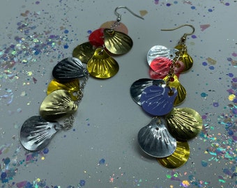 Scallop Seashell Sequin Earrings! In Gold & Silver!