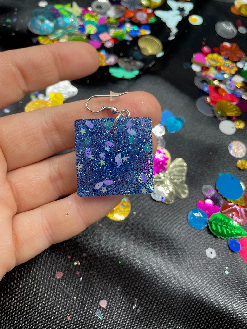 Baby Blue Square Earrings!