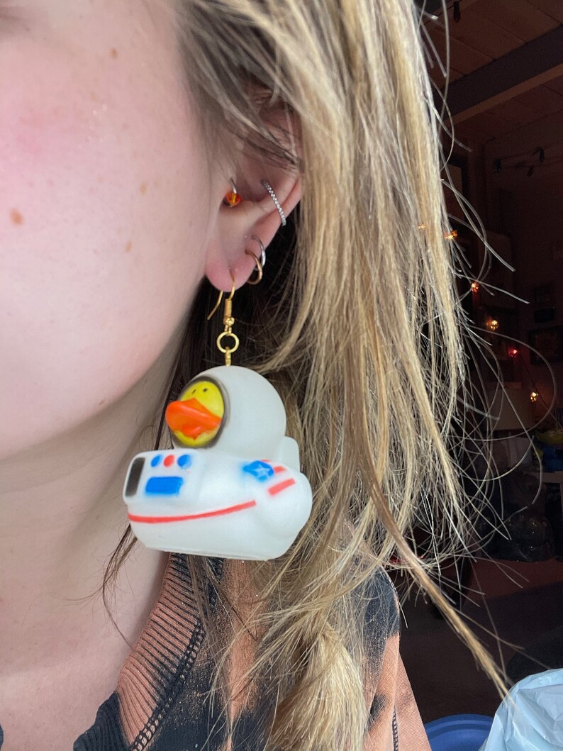 Lil Astronaut Rubber Ducky Earrings!