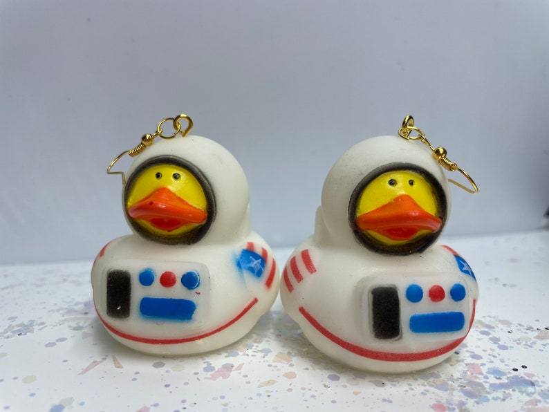 Lil Astronaut Rubber Ducky Earrings!