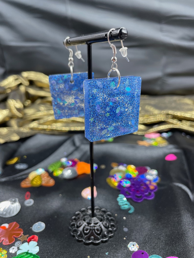 Baby Blue Square Earrings!