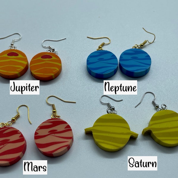 Mini Solar System Earrings! Available in Neptune, Jupiter, Mars & Saturn!