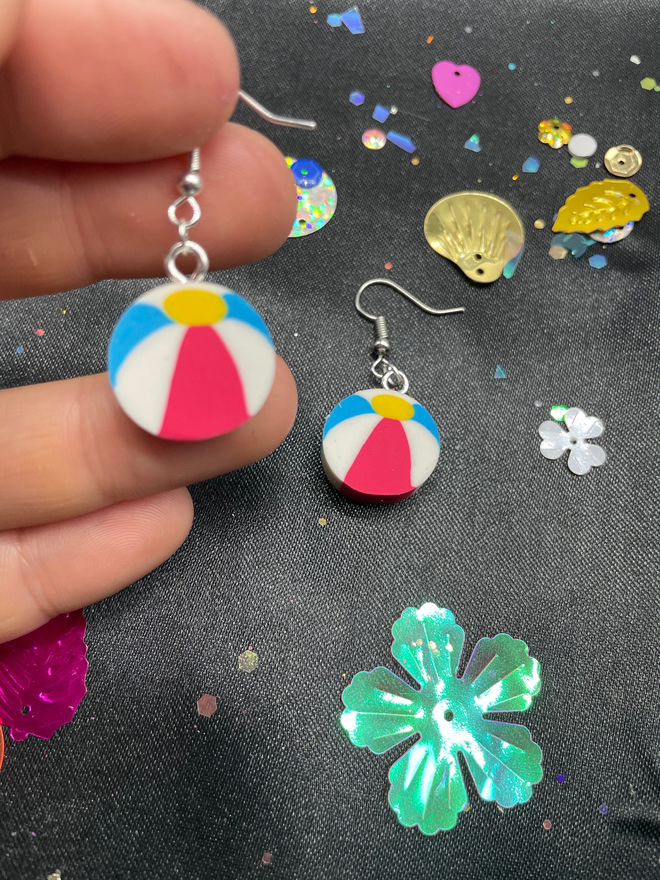 Mini Beach Ball Earrings Etsy