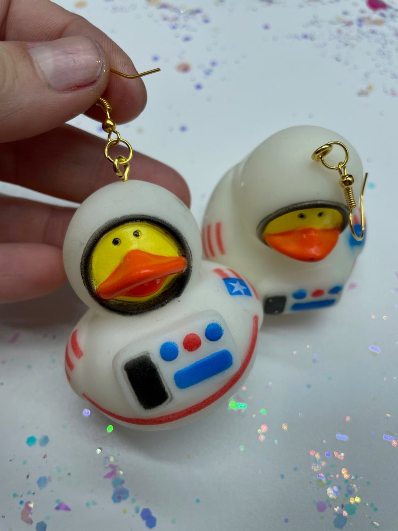 Lil Astronaut Rubber Ducky Earrings!
