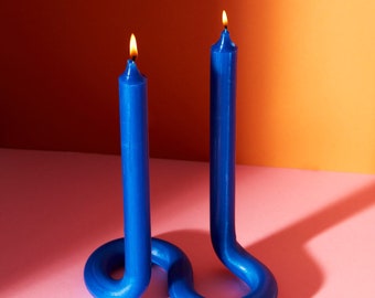 Twist Candles by Lex Pott - Royal Blue | Unique Decorative Candlesticks | Twisted Elegant Home Decor Taper Candles | 2-in-1 Designer Candles