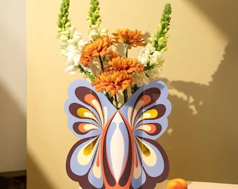 Octaevo Paper Vase Butterfly - Water-Resistant Paper, Eco-Friendly Handmade Decor with Metallic Foil, Made in Spain