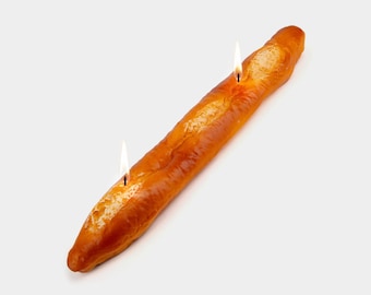 Baguette Candle | Realistic Bread Candle | French Bakery Decor | Food Shaped Candle | Unscented Novelty Candle | 8-Hour Burn | Made in Italy