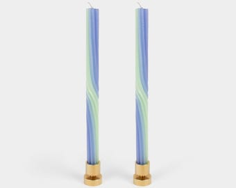 Pivot Candles (2 Pack) - Lavender & Green | Twisted Taper Candles | 10-Hour Burn | Lex Pott Design | Made in USA