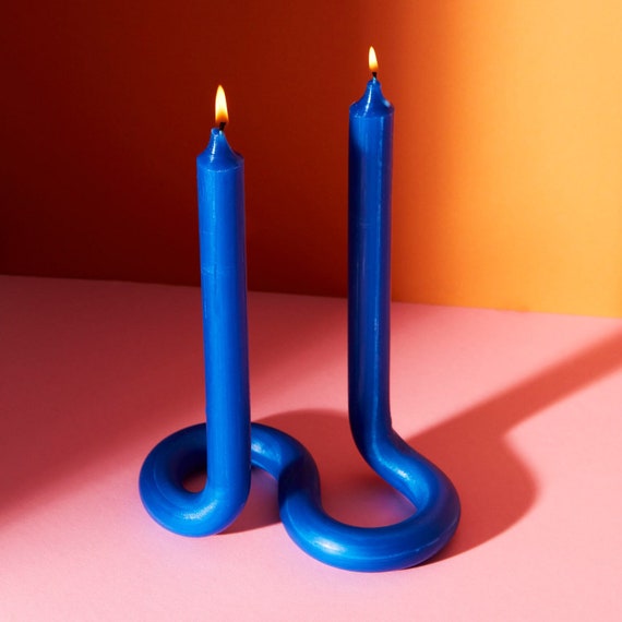 Twist Candles by Lex Pott Royal Blue Unique Decorative Candlesticks Twisted Elegant Home Decor Taper Candles 2 in 1 Designer Candles Etsy