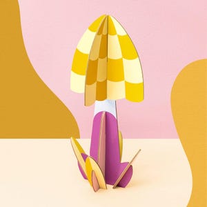 Escultura de papel de hongo OCTAEVO 1: decoración 3D de cartón reciclado, fácil de montar para adultos y niños, diseño ecológico