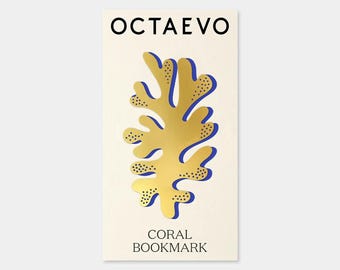 OCTAEVO Bookmark - Coral - Brass, Handmade in Spain, Metal Bookmark, Die-Cut Design, Embossed Logo, Unique Gift Idea