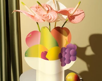 Octaevo Paper Vase Fruit Bowl - Water-Resistant Paper, Eco-Friendly Handmade Decor with Metallic Foil, Made in Spain