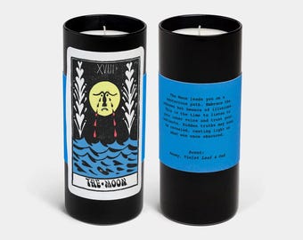 Tarot Candle - The Moon | Illustrations by Sophy Hollington | Scented Soy Wax | Tarot Reading | Mystical Home Decor | Made in USA