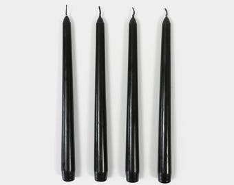 Taper Candles 4 Pack - Black | Elegant Dinner Candles | 10-Inch, Unscented | Long Burn Time