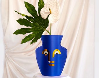 OCTAEVO Apollo Paper Vase (Double-Sided) - Water-Resistant Paper, Eco-Friendly Handmade Decor with Metallic Foil, Made in Spain