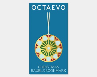 OCTAEVO Bookmark - Christmas Bauble 3 - Brass, Handmade in Spain, Metal Bookmark, Die-Cut Design, Embossed Logo, Unique Gift Idea
