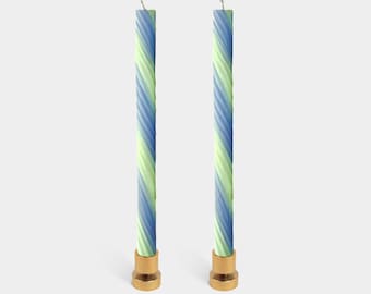 Rope Candlesticks by Lex Pott - Lavender & Green | Pack of 2 | 11” Taper Candles | Spiral Candle Sticks | Home Decor | Vibrant Colors