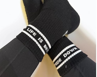 THM Life is Better Upside Down Crew Sock Black