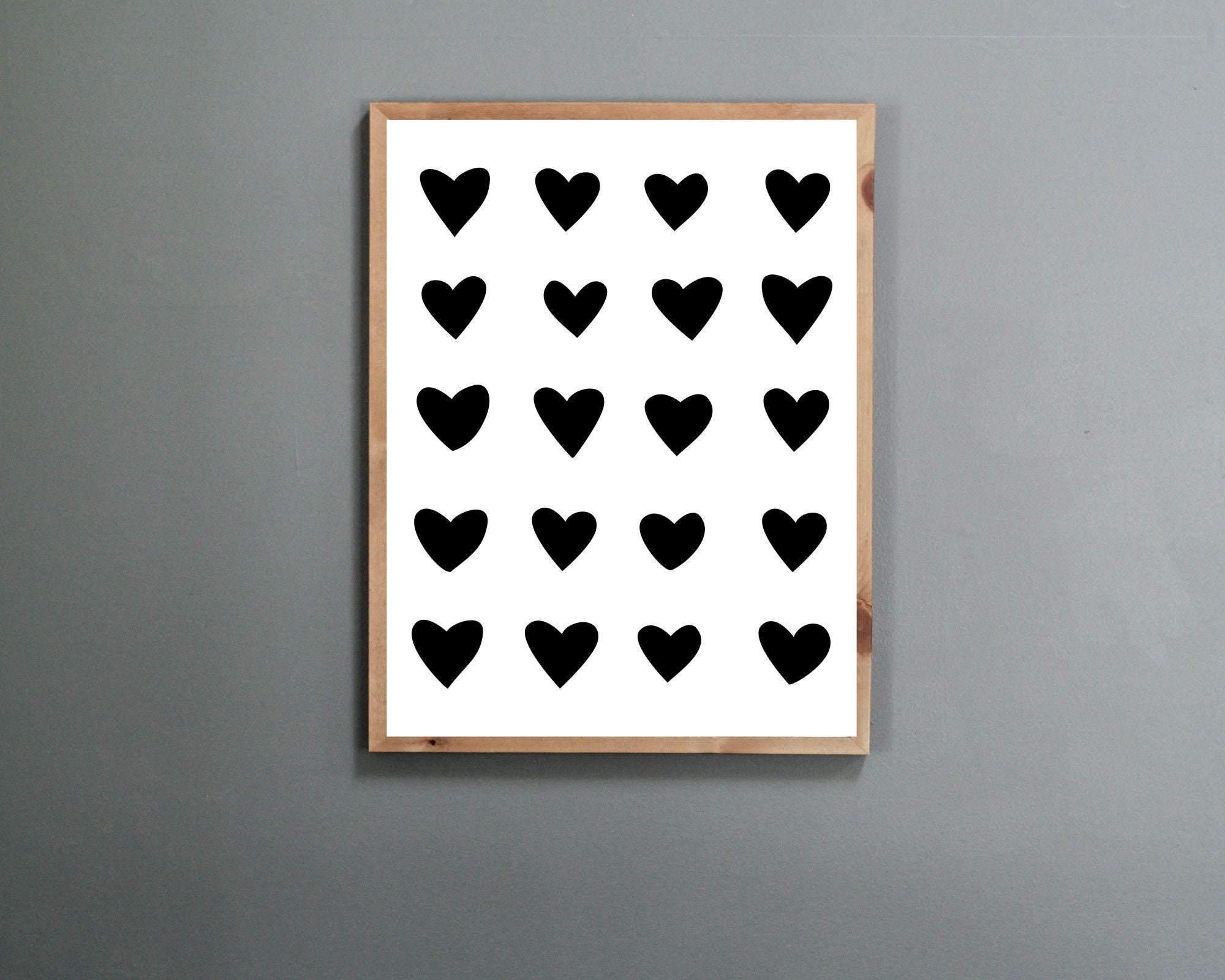 Black on White Hearts wall art printable black and white | Etsy
