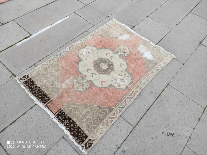 Oushak small rug, Vintage Small Carpet, Small Doormat, Vintage Home decor, Small runner rug, Turkish rug, Housewarming gift